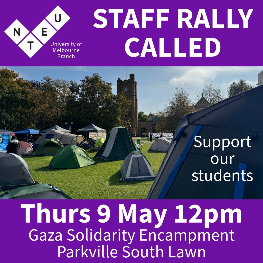 Thank you to the endless amounts staff who've asked how they can help the students at the Gaza Solidarity Encampment. The encampment organisers have said the #1 thing you can do is to spend time with them. The branch has called a lunchtime staff rall