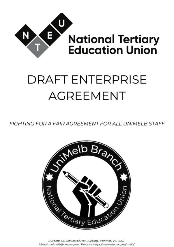 Cover of draft enterprise agreement