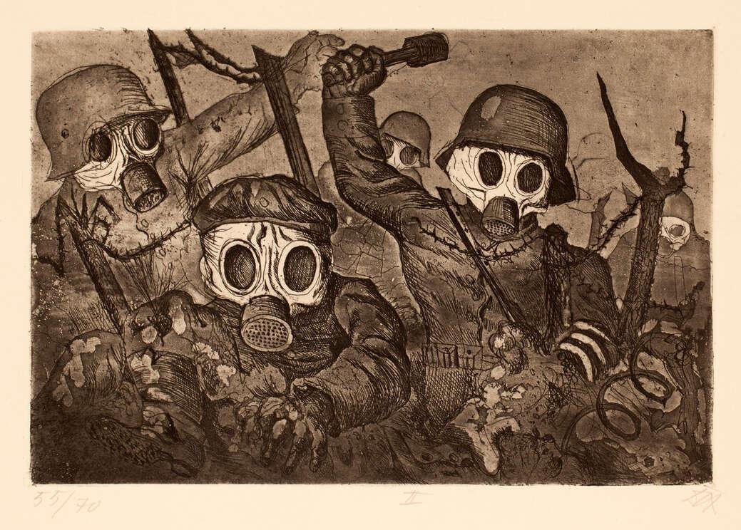  Otto Dix. Stormtroopers Advance Under a Gas Attack. 1924 