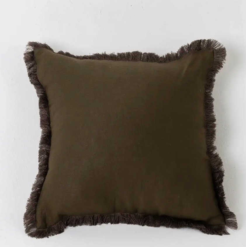 Olive green Fringe Pillow Case.jpg