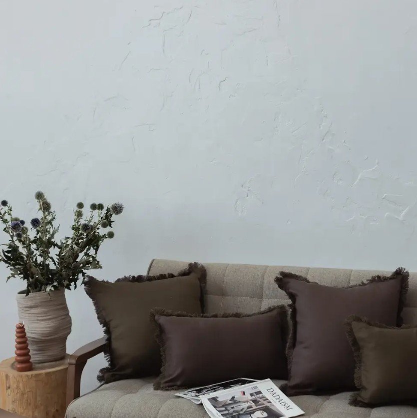 Olive green Fringe Pillow Case In Sofa.jpg