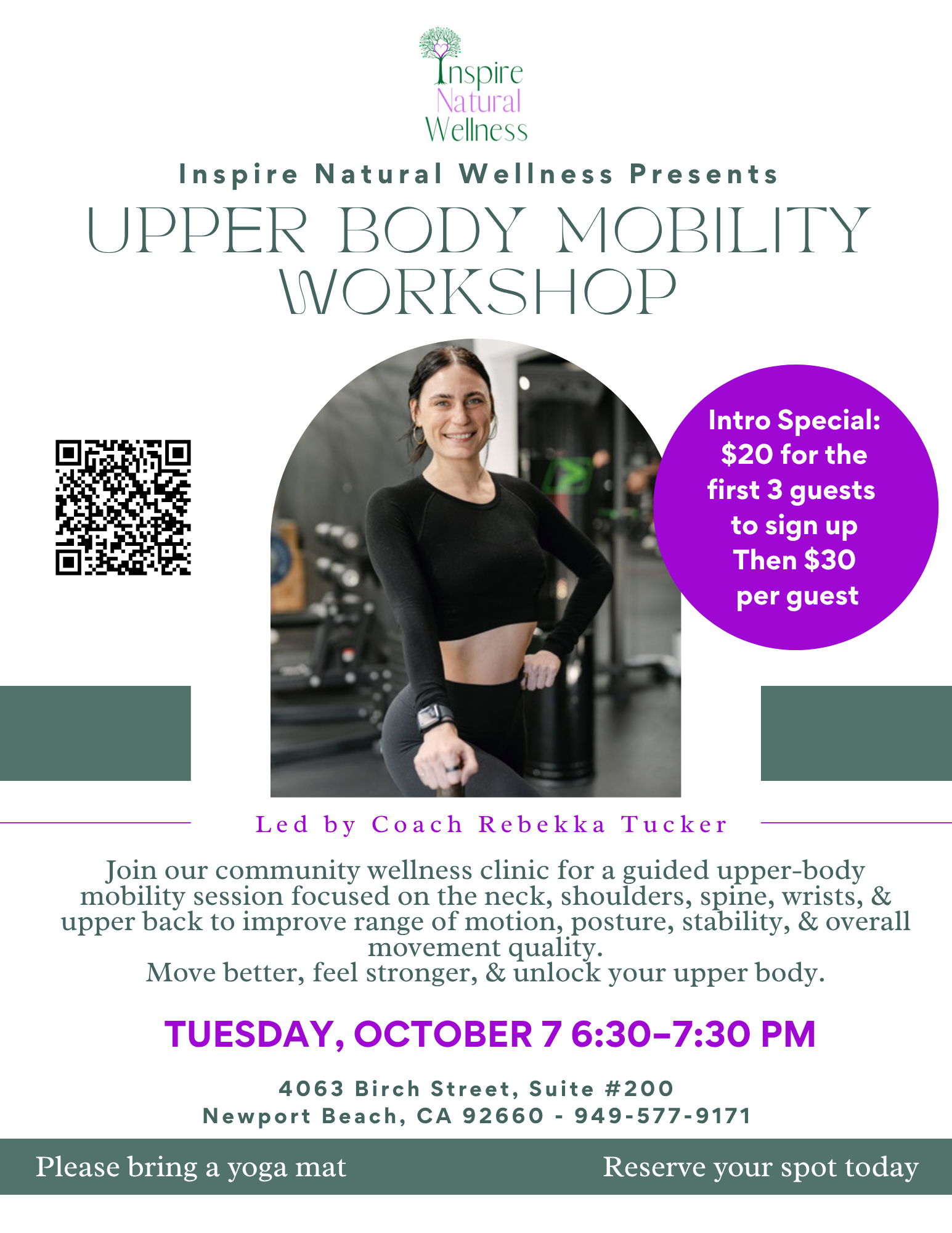 10/7: Upper Body Mobility Workshop with Rebekkah Tucker