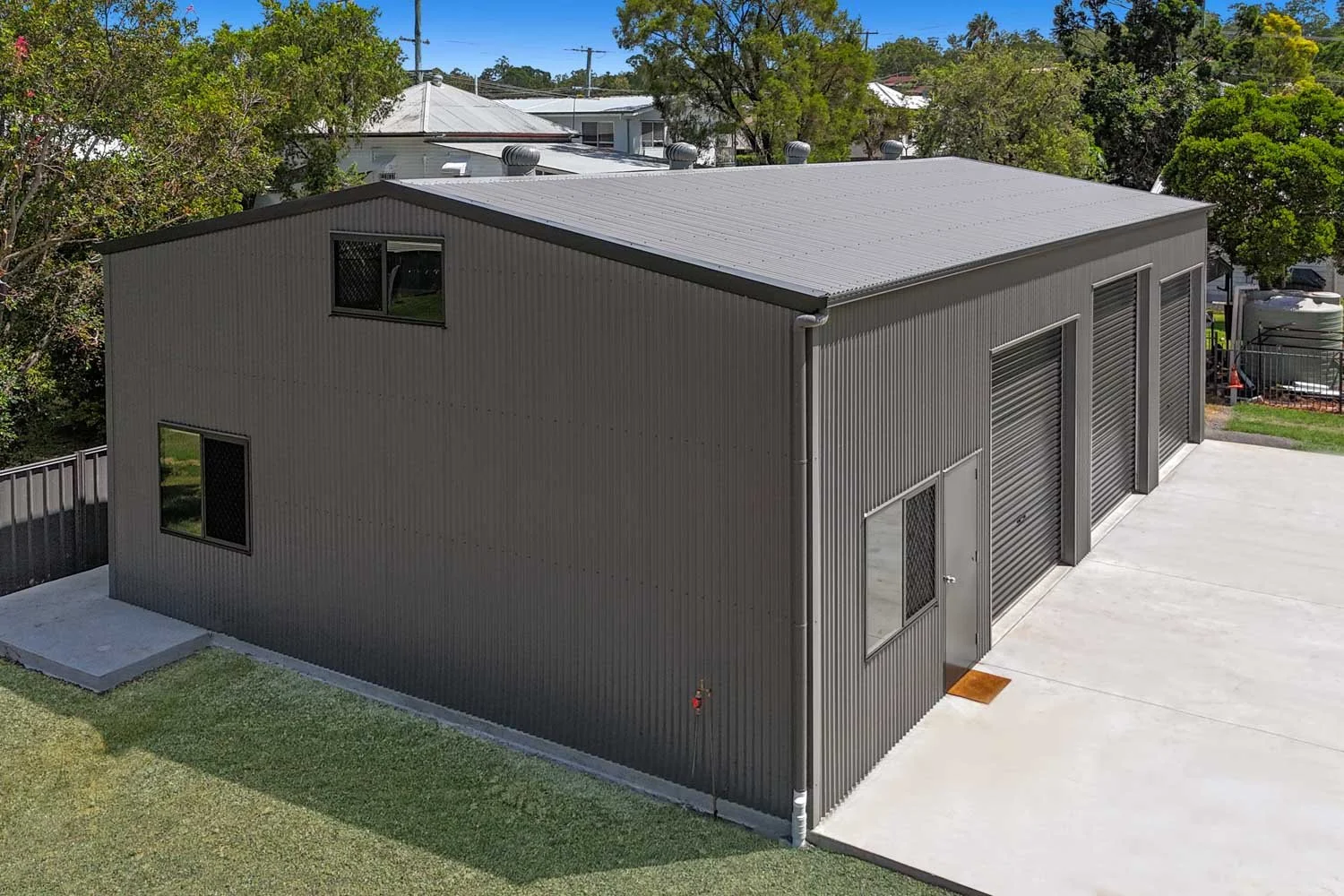 shed with four whirlybirds