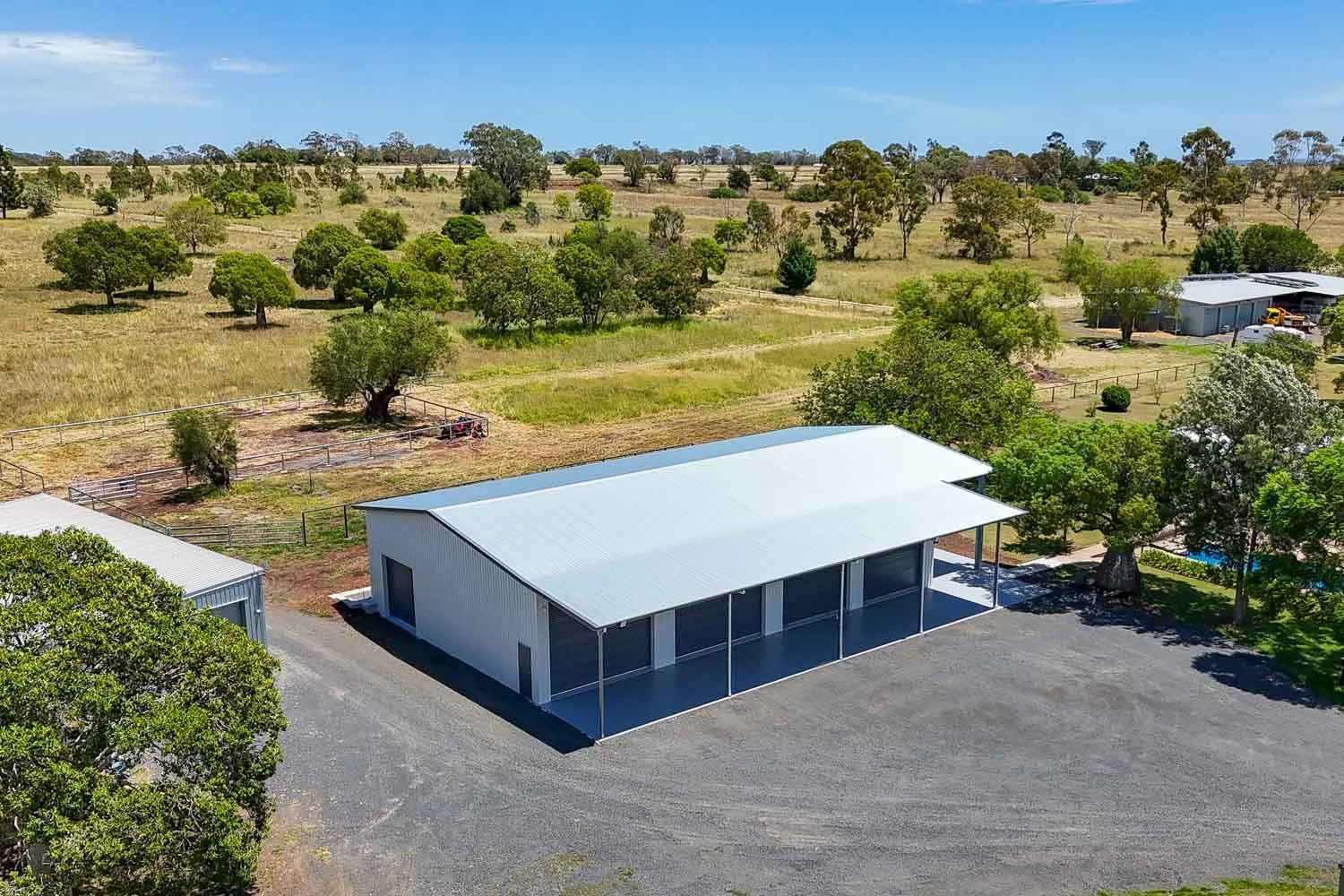 farm shed aerial shot