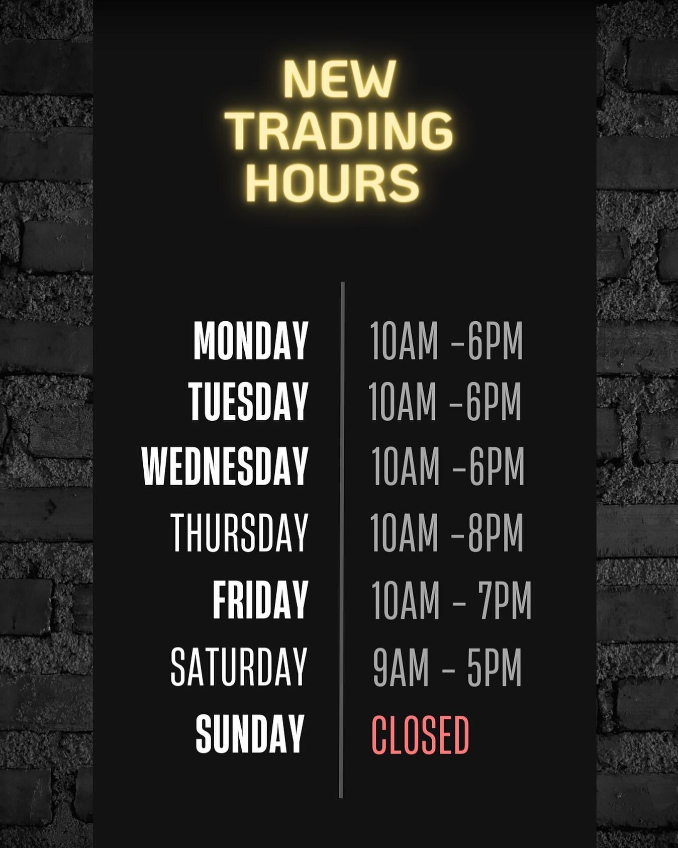 TRADING HOURS ‼️💈

The Trendy Boys are now closed on Sundays.

Thank you for the continuous support. 🙏🏼