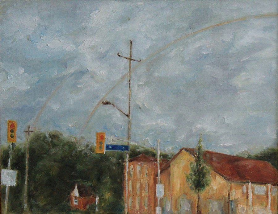 soultown_after rain  oil on canvas , 13 x 9"