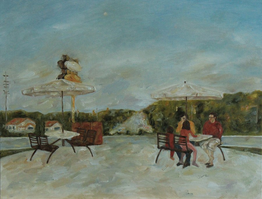 soultown_their conversation  oil on canvas , 28 x 17"