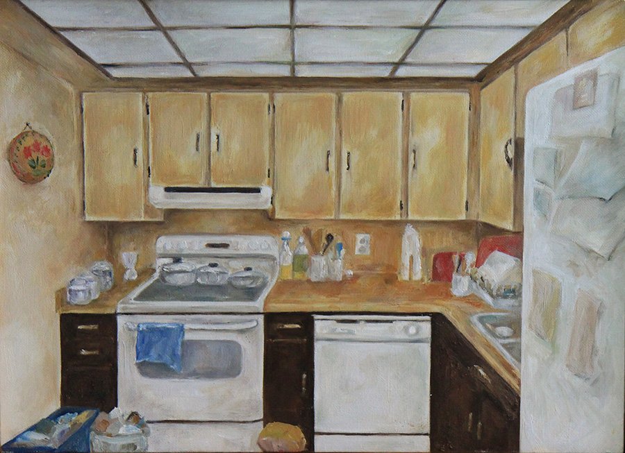soultown_daily cook  oil on canvas , 13 x 9"