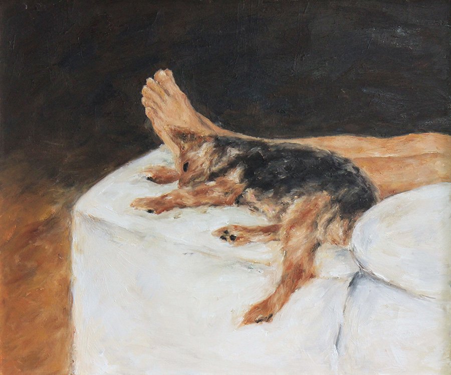 you’re by me  oil on canvas , 20 x 16"