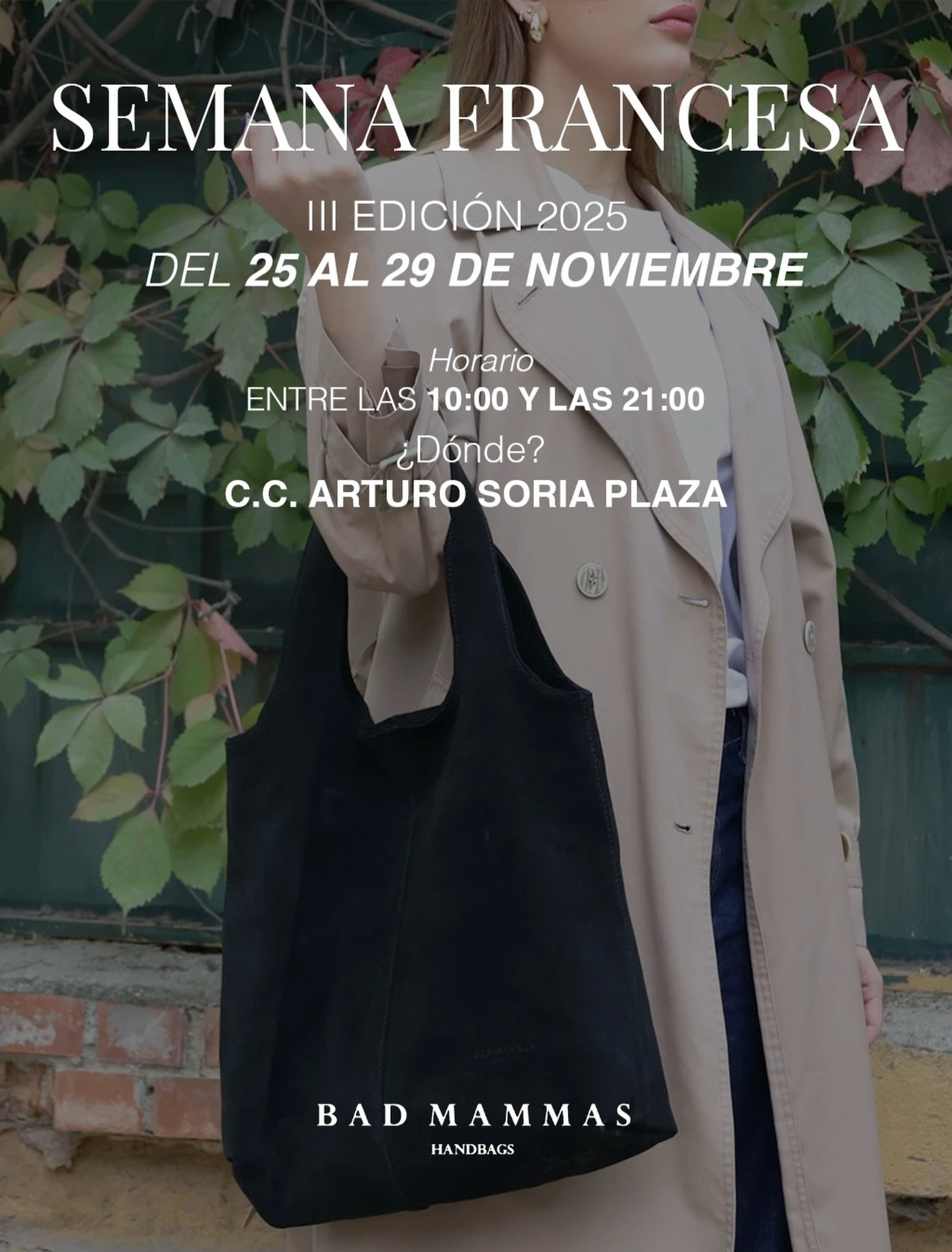 ✨ &iexcl;PRIMER D&Iacute;A! BAD MAMMAS Handbags en la III Semana Francesa de Arturo Soria Plaza @ccarturosoria ✨

Del 25 al 30 de noviembre, Arturo Soria Plaza se llena de encanto con la III Semana Francesa, un mercado &uacute;nico organizado por la 