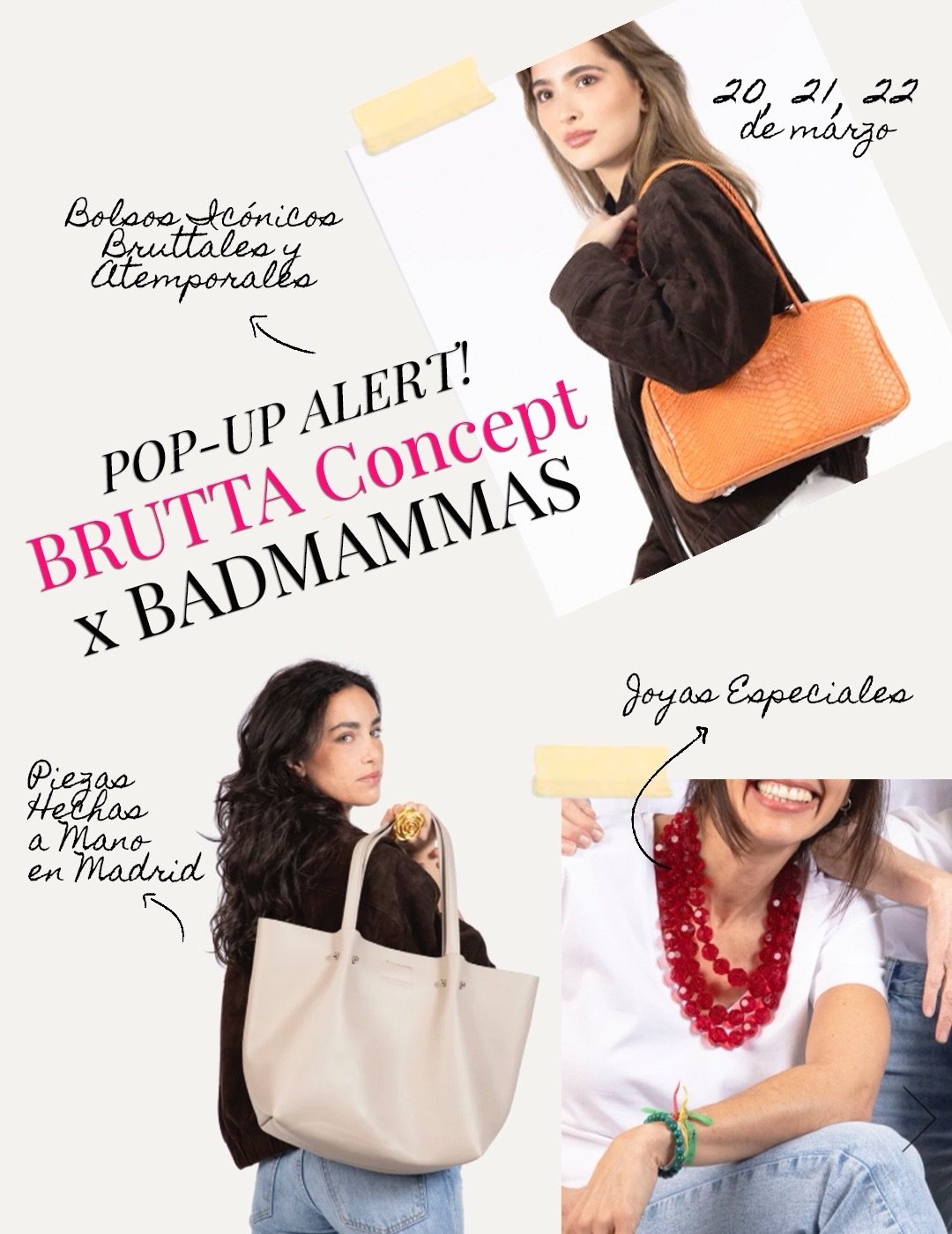 &iquest;Est&aacute;s en Madrid? Tenemos una noticia para ti.

Estaremos en @bruttaconcept ❤️&zwj;🔥

No es un pop-up cualquiera.
Es el lugar donde las marcas emergentes dejan de ser una idea para convertirse en referencia.
Moda, arte, dise&ntilde;o y