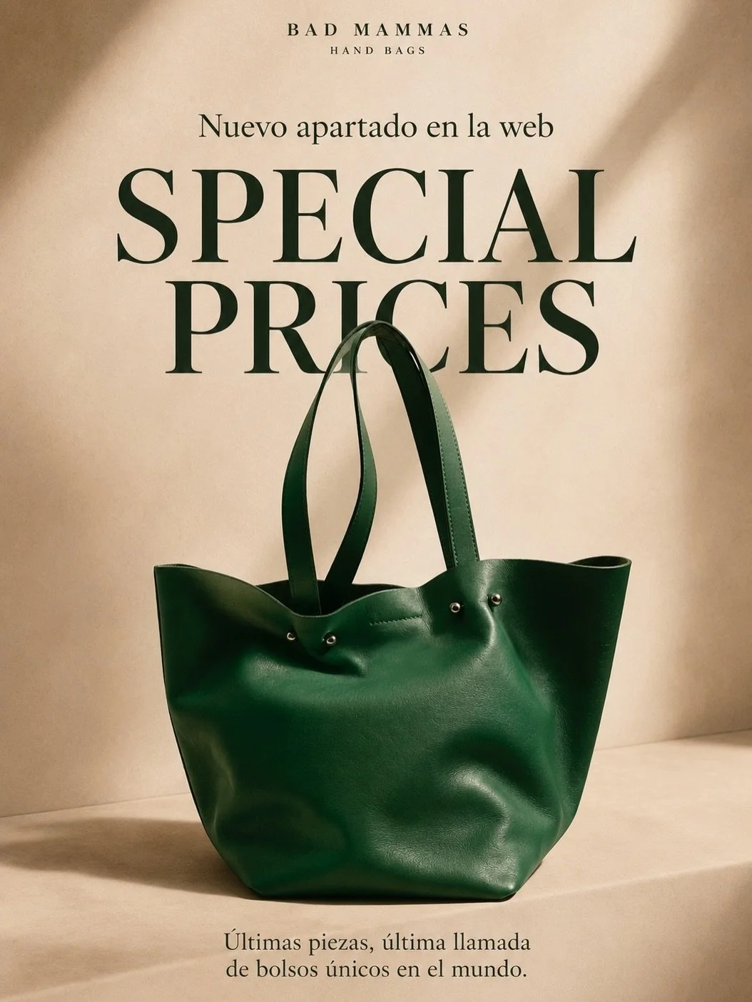 ✨ Nuevo apartado: SPECIAL PRICES

Las mismas Bad Mammas de siempre.
Con un precio que no estar&aacute; para siempre.

Corre, que vuelan. 🖤