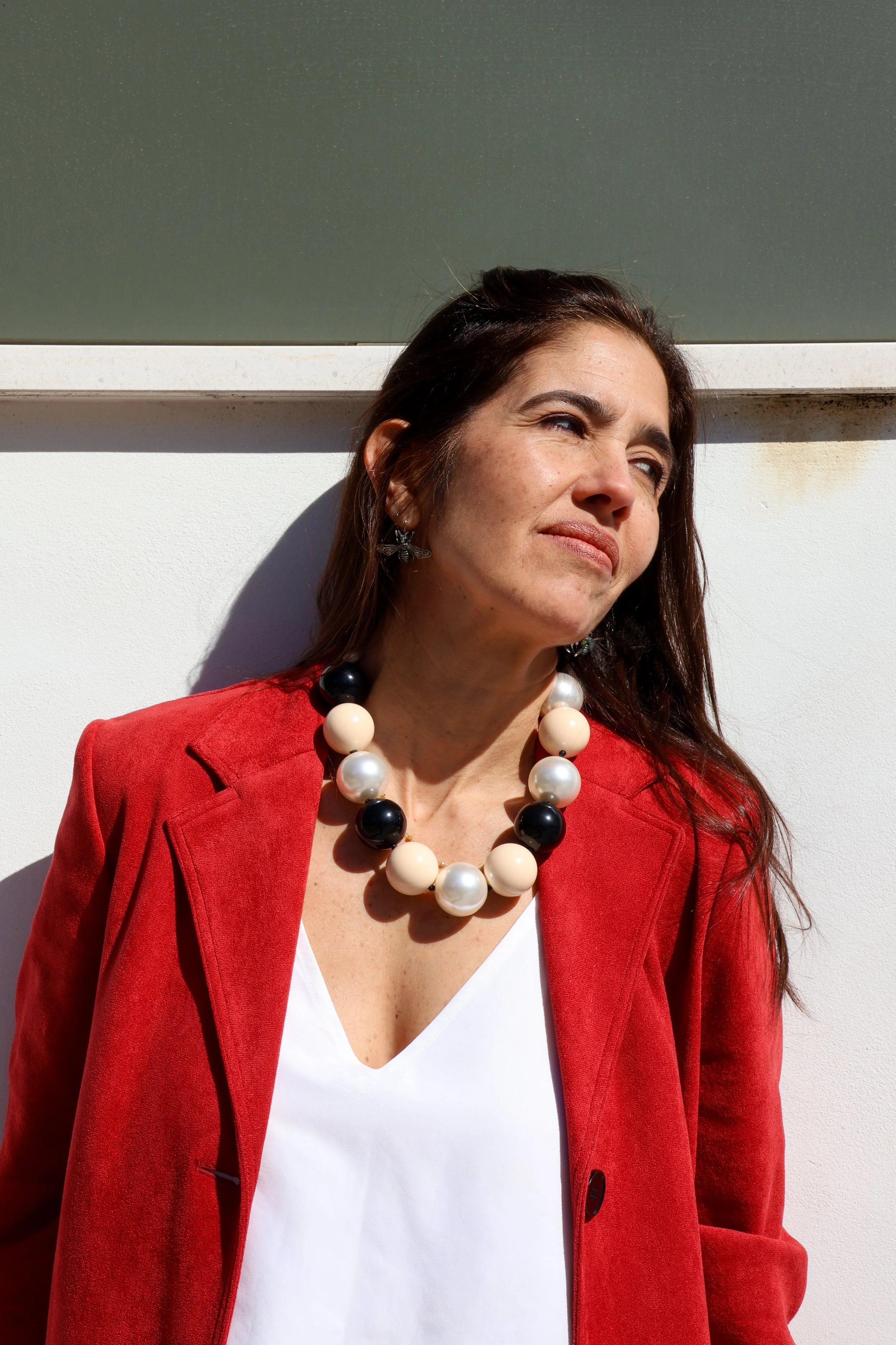 Collar canicas grandes plata/negro