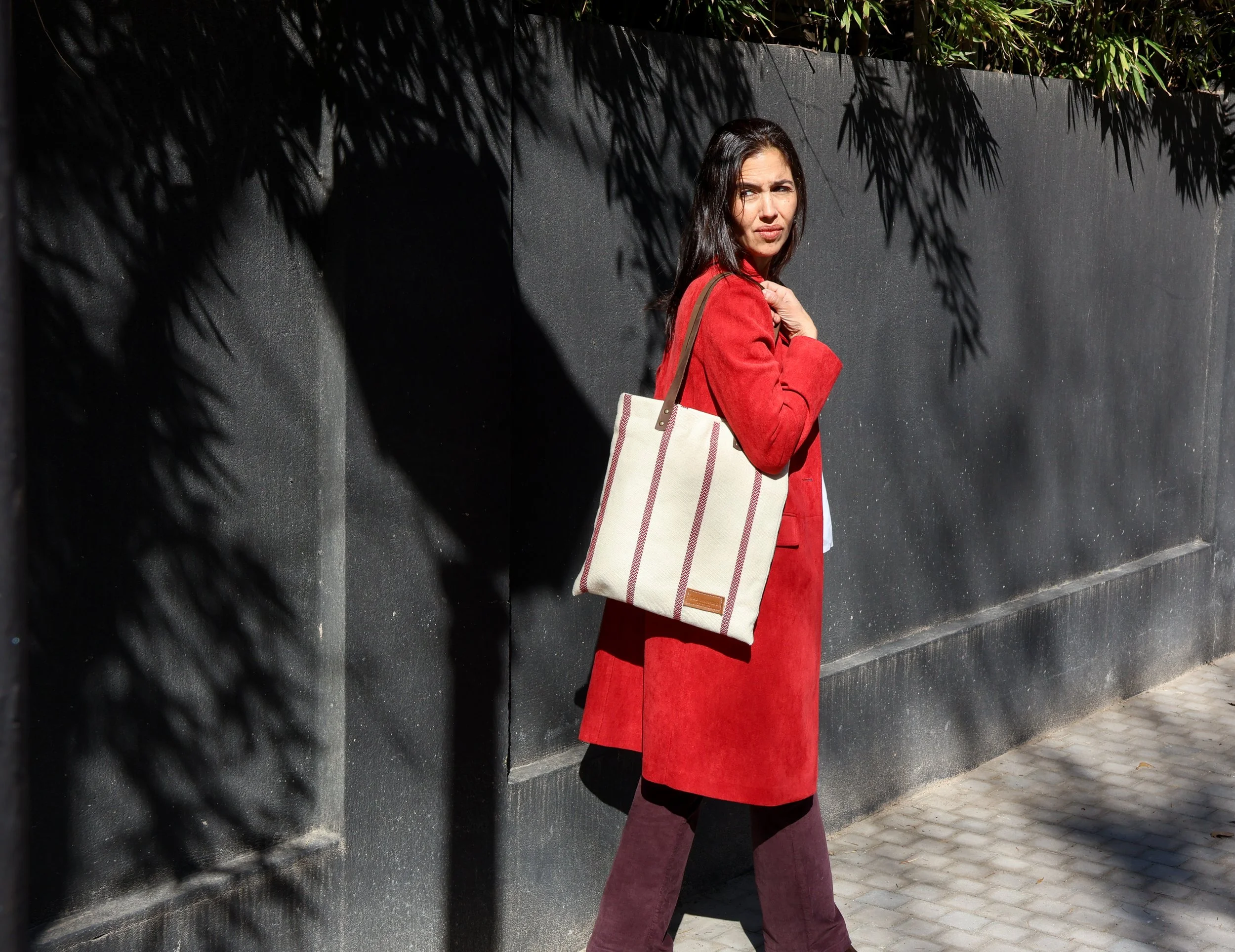 Bolso Daniela Tela Rayas Rojas