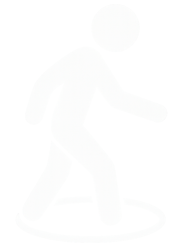Icon of a walking person with a ball, encircled at the feet.