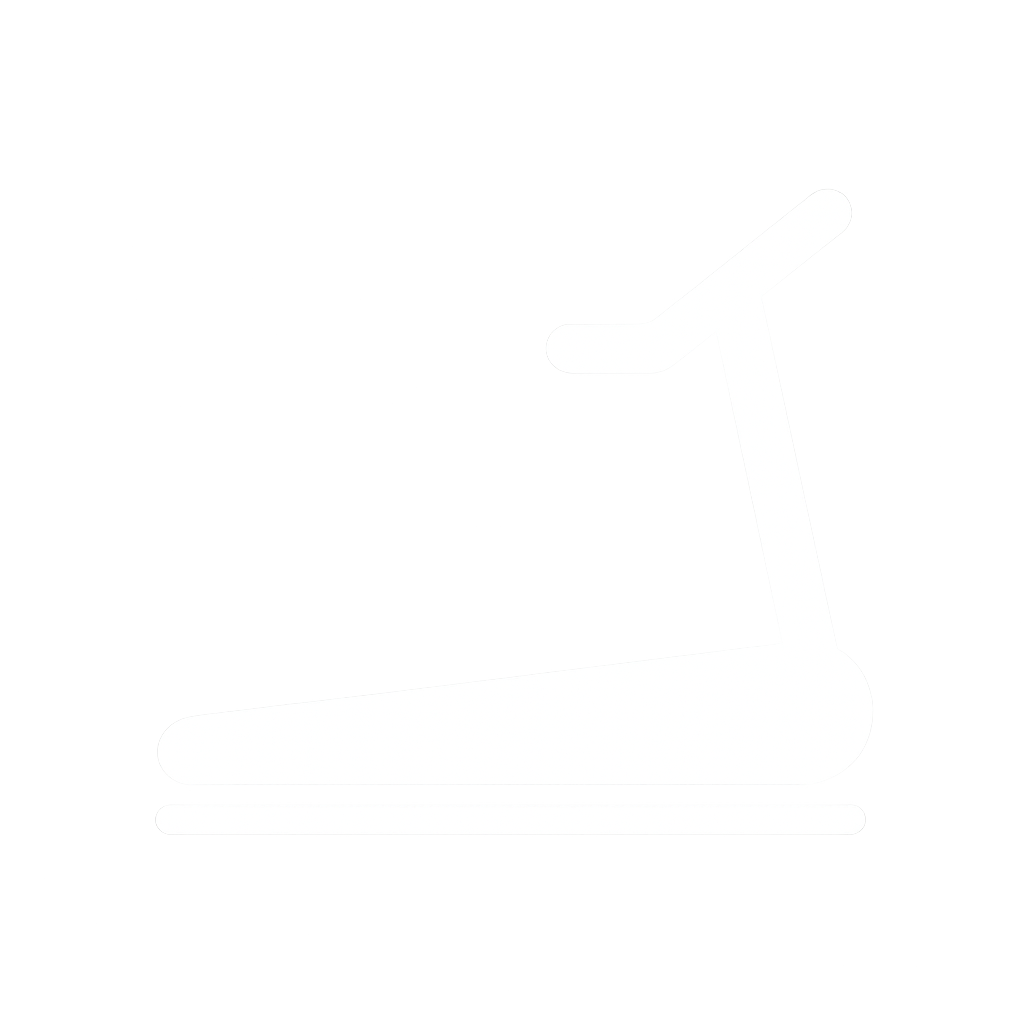 Icon of a treadmill on a black background.