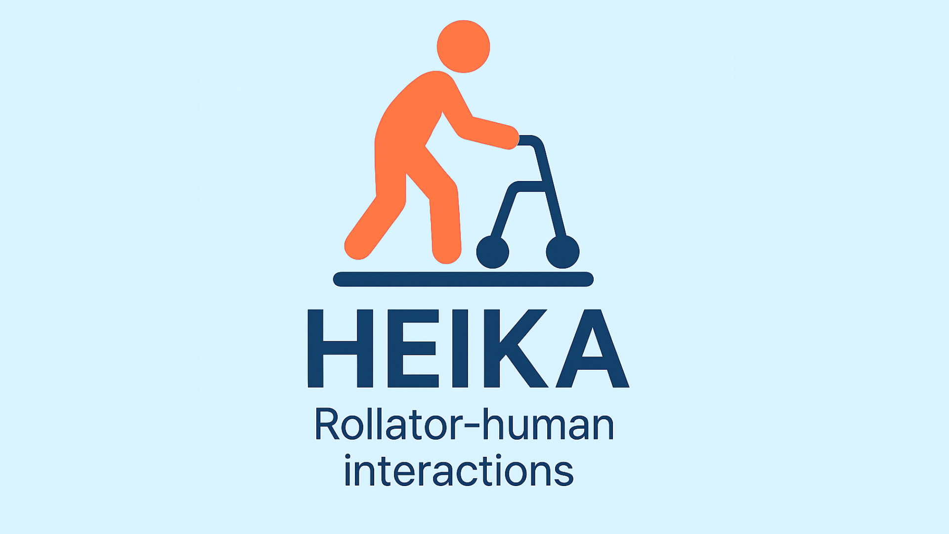 A simplified illustration of a person using a walker, accompanied by the text 'HEKA' and 'Rollator-human interactions'.