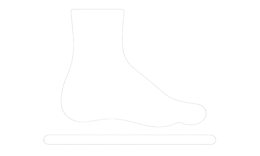 Silhouette of a sock on a flat surface.