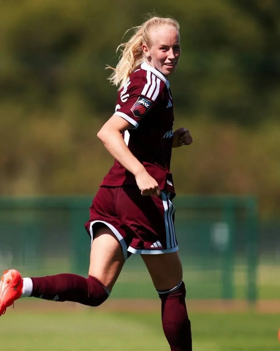 Amalie Vangsgaard the Juventus striker on the pitch
