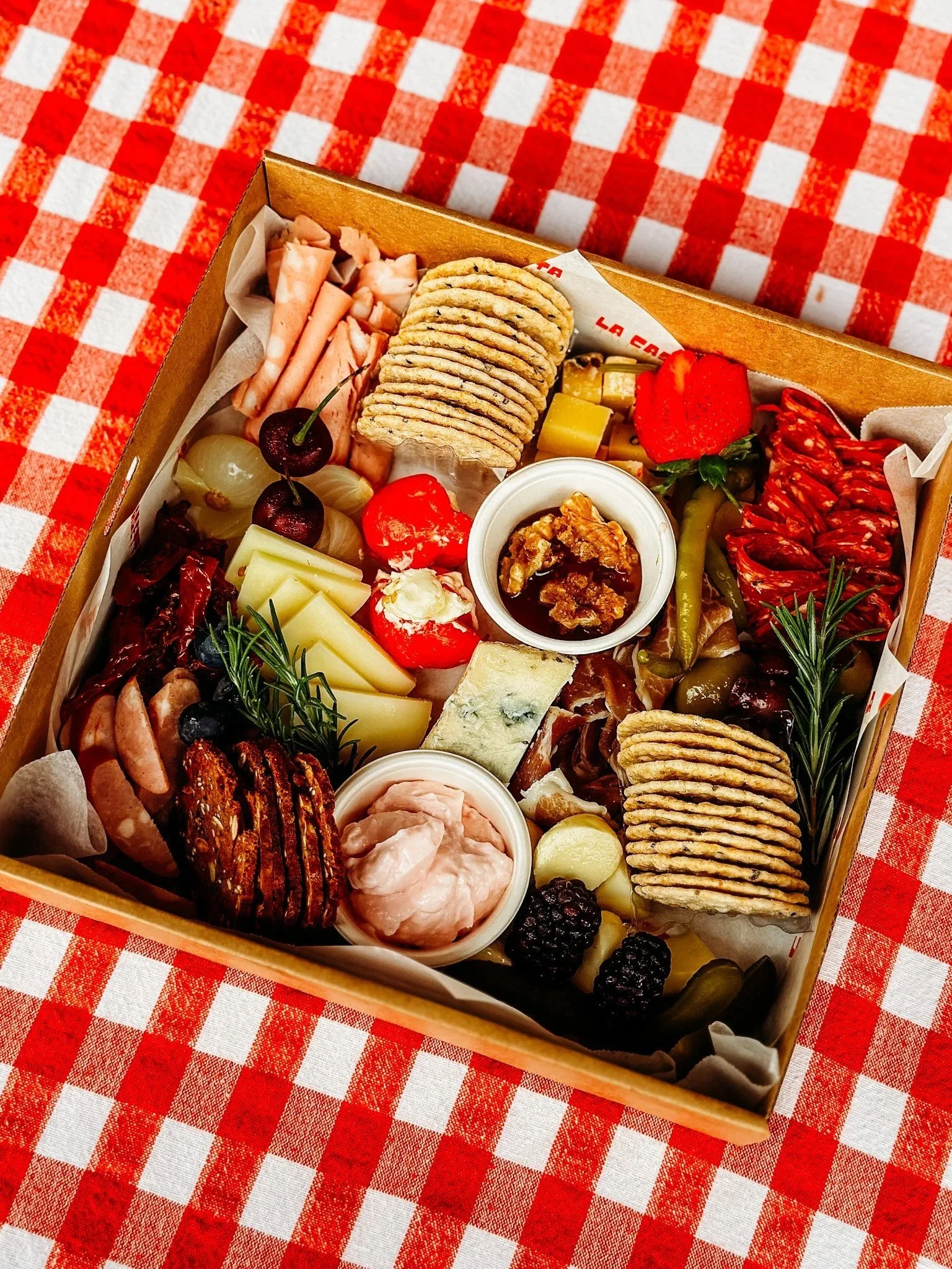 La Casetta Christmas antipasto and grazing box with cured meats, cheese and crackers
