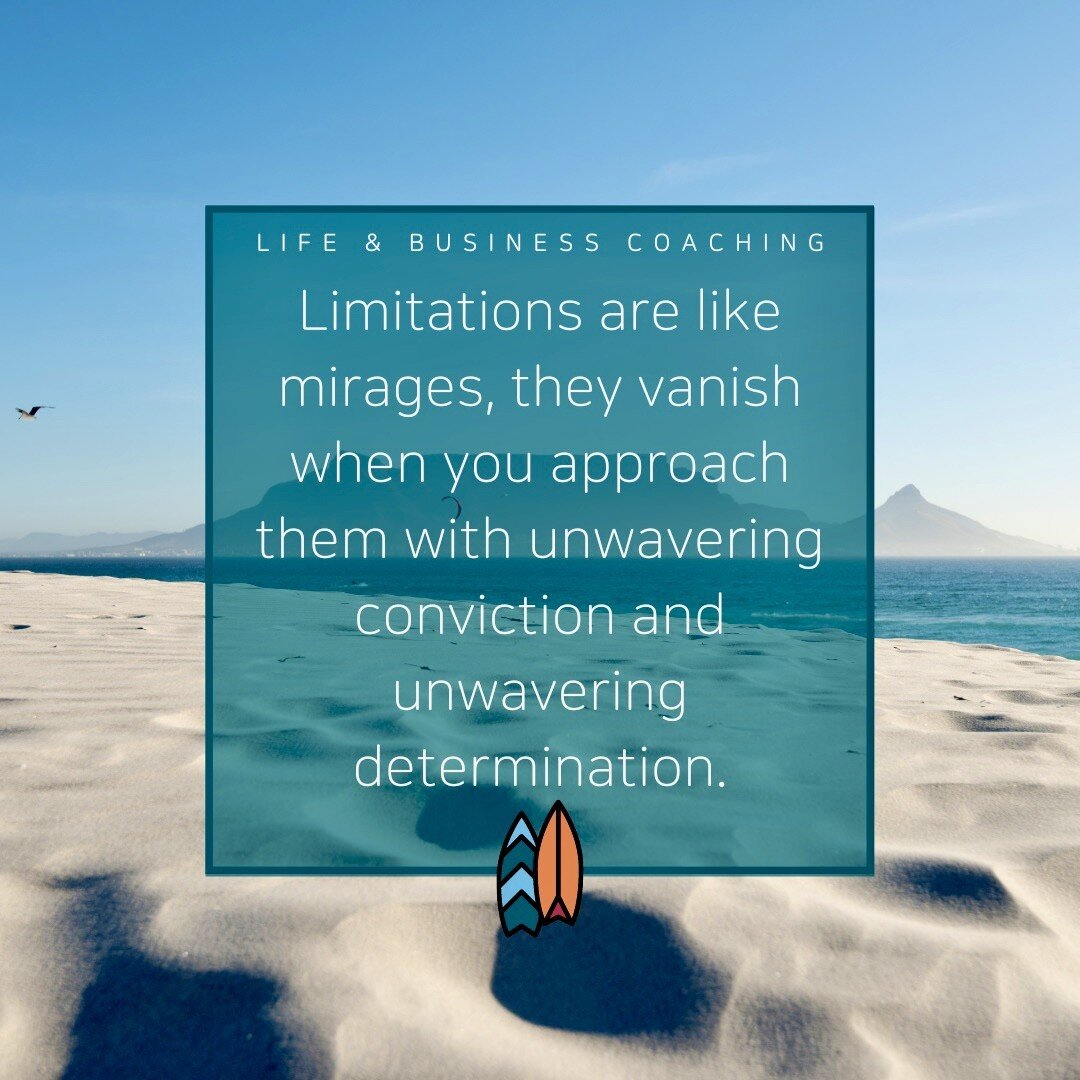 Limitations are like mirages, they vanish when you approach them with unwavering conviction and unwavering determination.

BOOK YOUR FREE SESSION NOW
https://www.creating-waves.com
#purposecoach&nbsp;#highperformancecoach&nbsp;#trangcessnguyen&nbsp;#