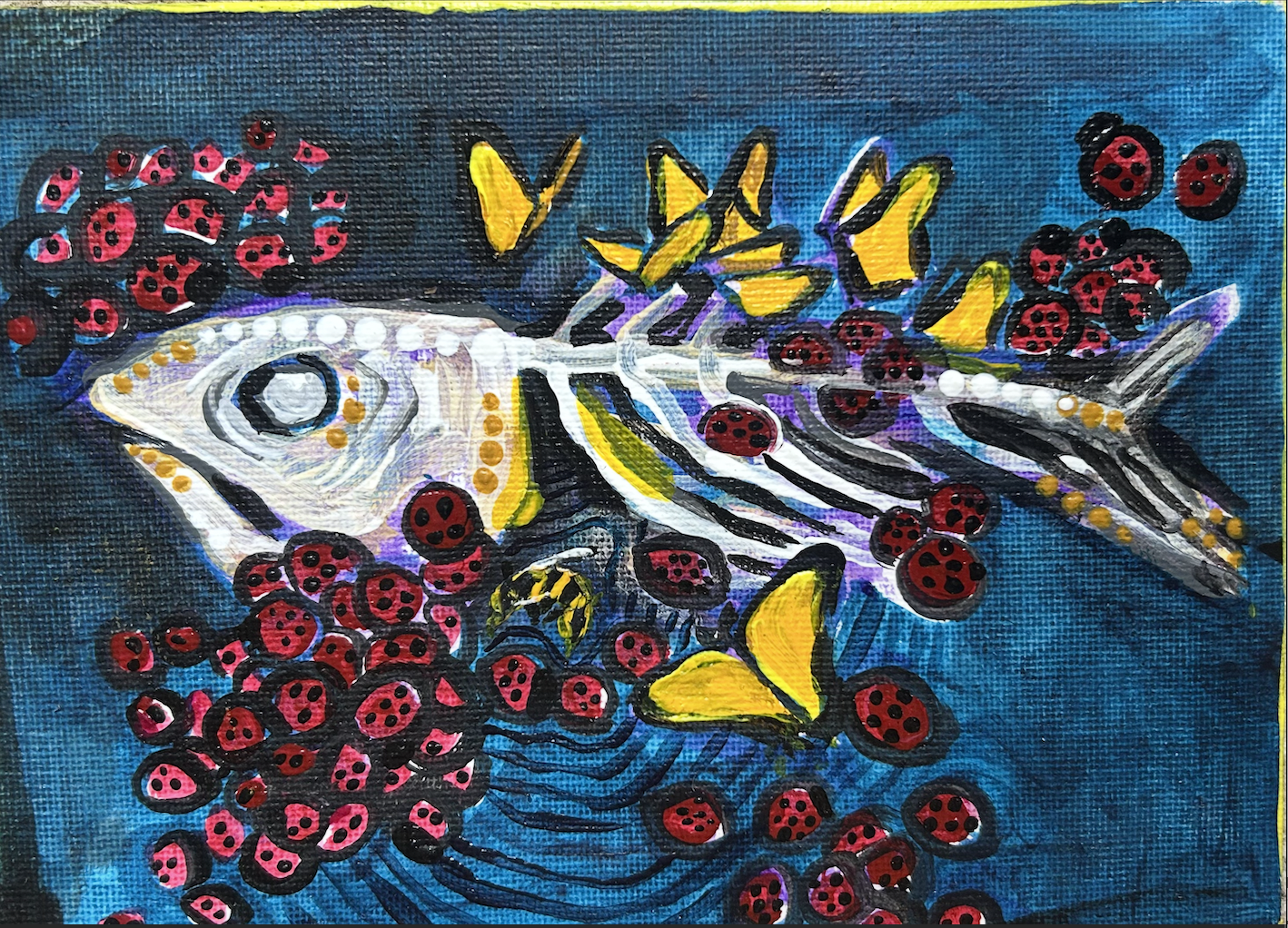 Fish Fear Me: Pollinators and Pest Controllers, November 2025, acrylic on canvas