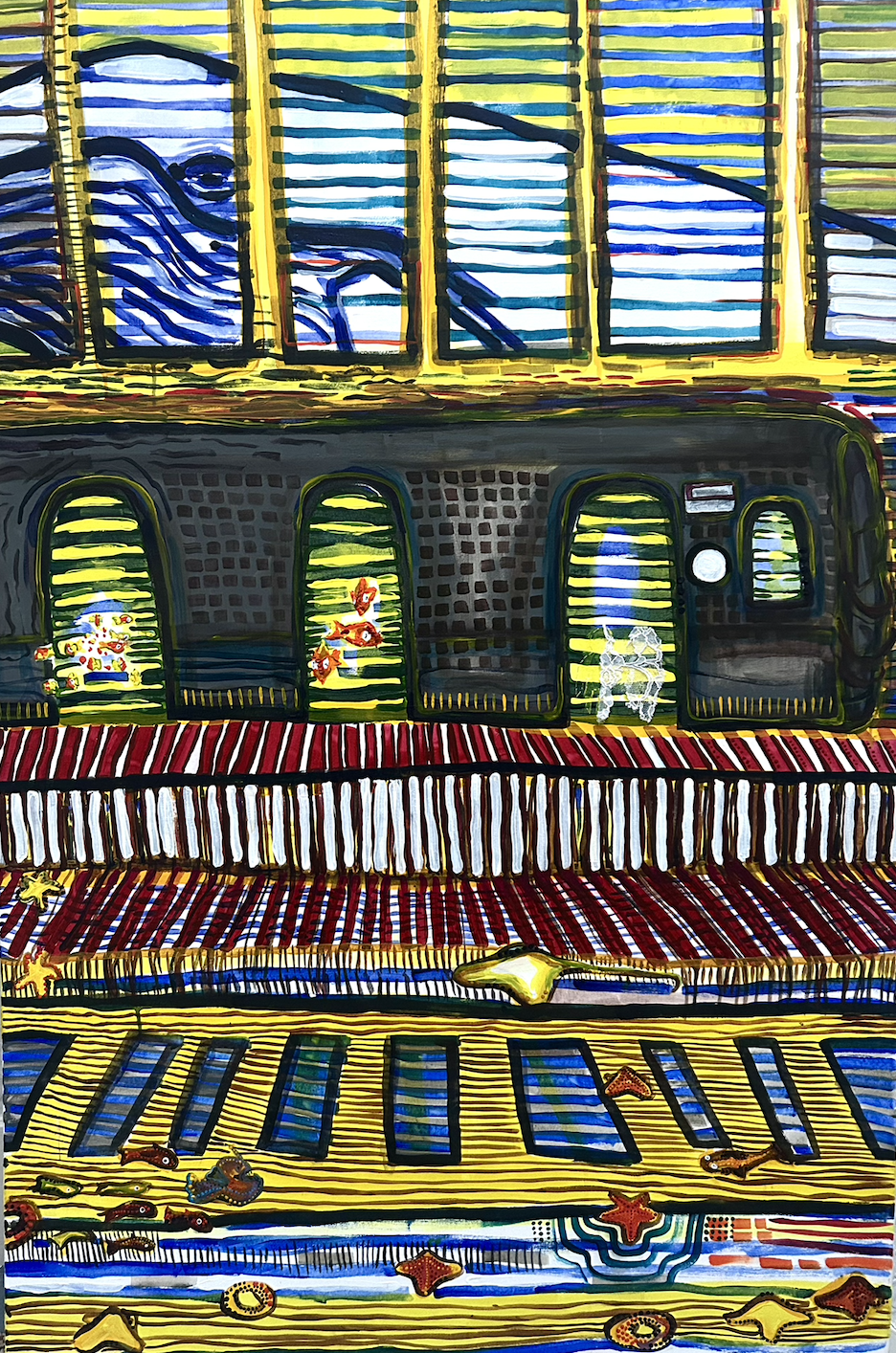 Fish Fear Me: Towards Thee I Roll, March 2025, acrylic on canvas