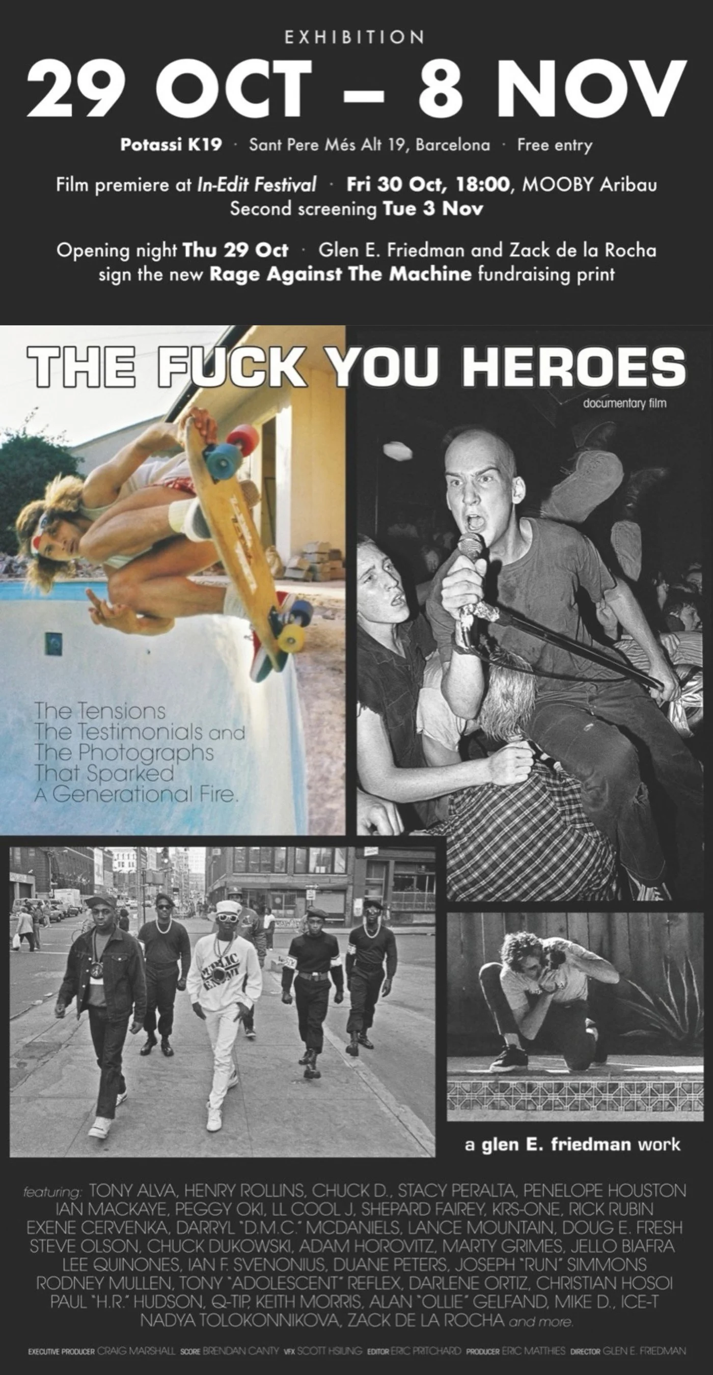 Glen E. Friedman, Barcelona, 29 October – 8 November 2026: Burning Flags exhibition and The Fuck You Heroes