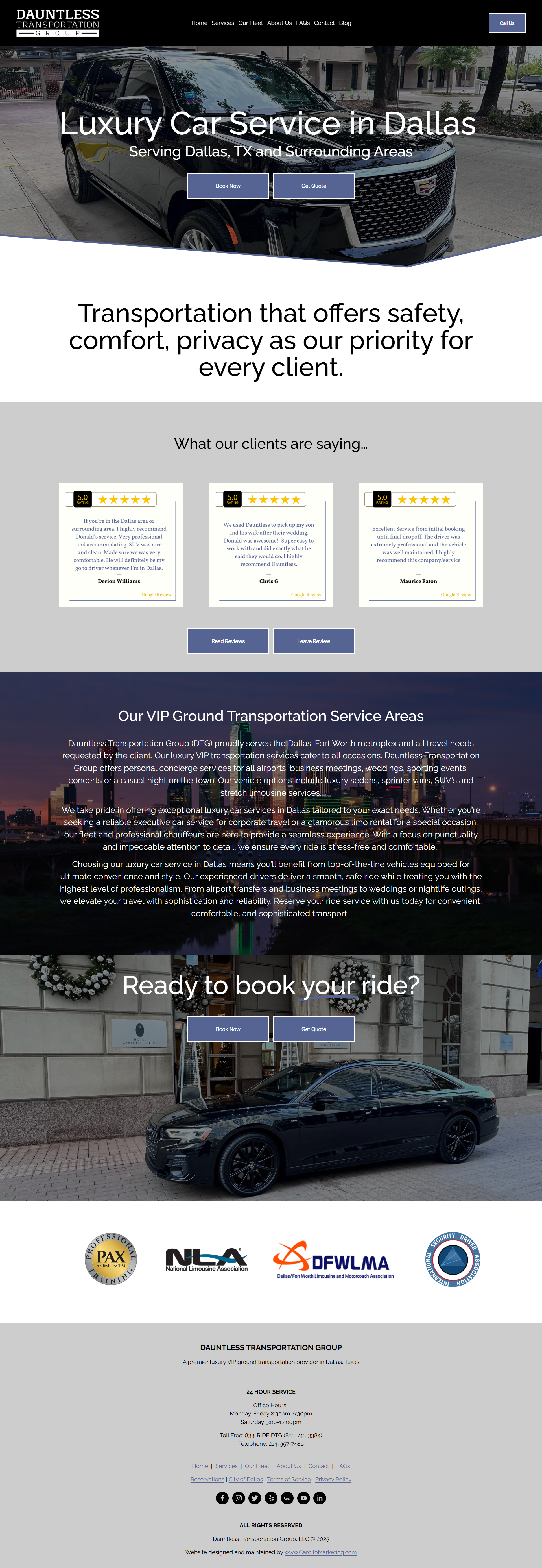 Dauntless Transportation Group website designed by Carollo Marketing