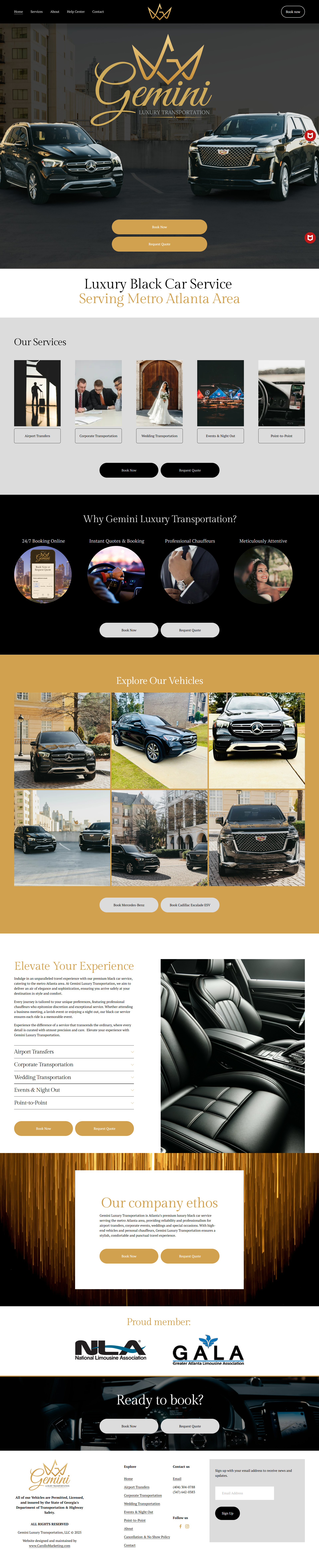 Gemini Luxury Transportation website designed by Carollo Marketing