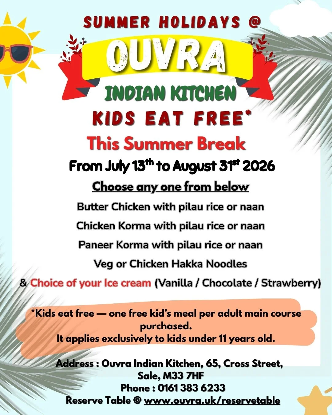 Ouvra 'kids eat free' summer offer