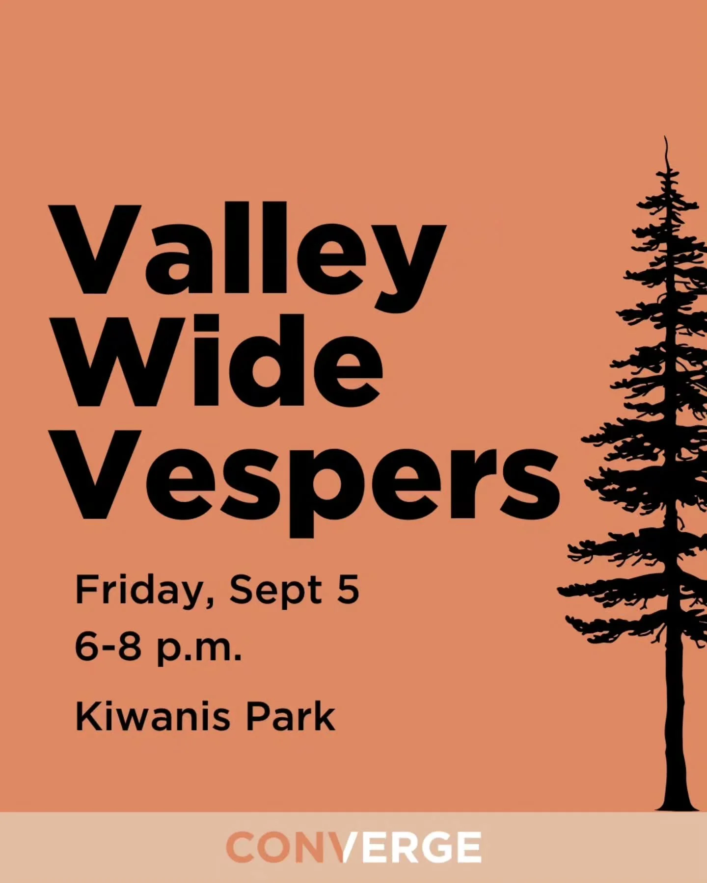 Join us for dinner &amp; worship tomorrow night!

Tomorrow, Friday, September 5, we will be having a combined Young Adult Vespers at Kiwanis Park 6-8 p.m. Picnic potluck, followed by music and worship. Bring some food to share and a lawn chair. 

Mos