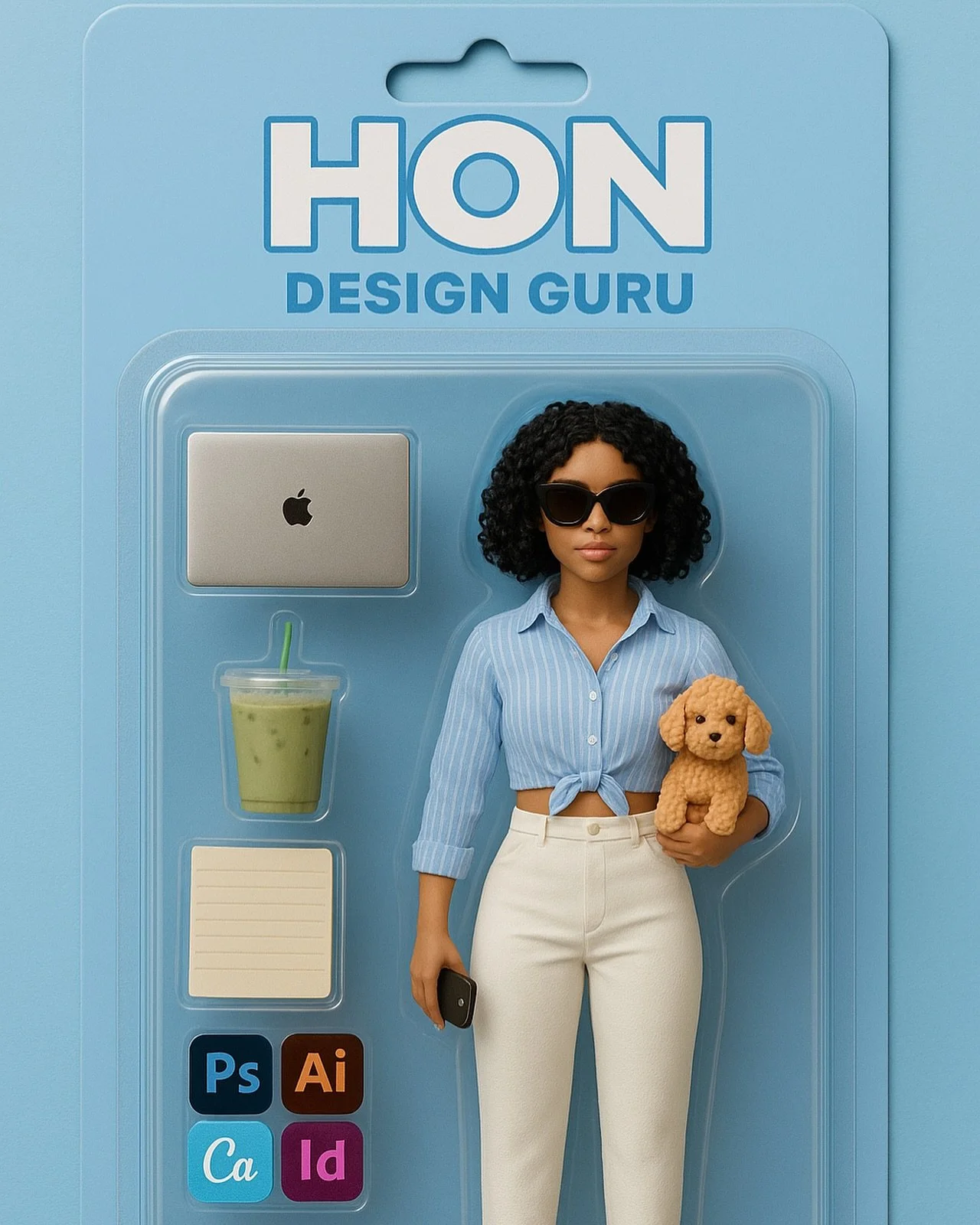 Say Hello to the &lsquo;Design Guru&rsquo; starter pack - iced matcha,MacBook adobe everything, and a mini pup for creative support. 🎨

Just add WiFi and a Deadline 👩🏻&zwj;💻

#creativeflow #designguru