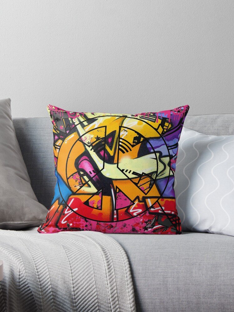 Peace Sign Graffiti Cushion