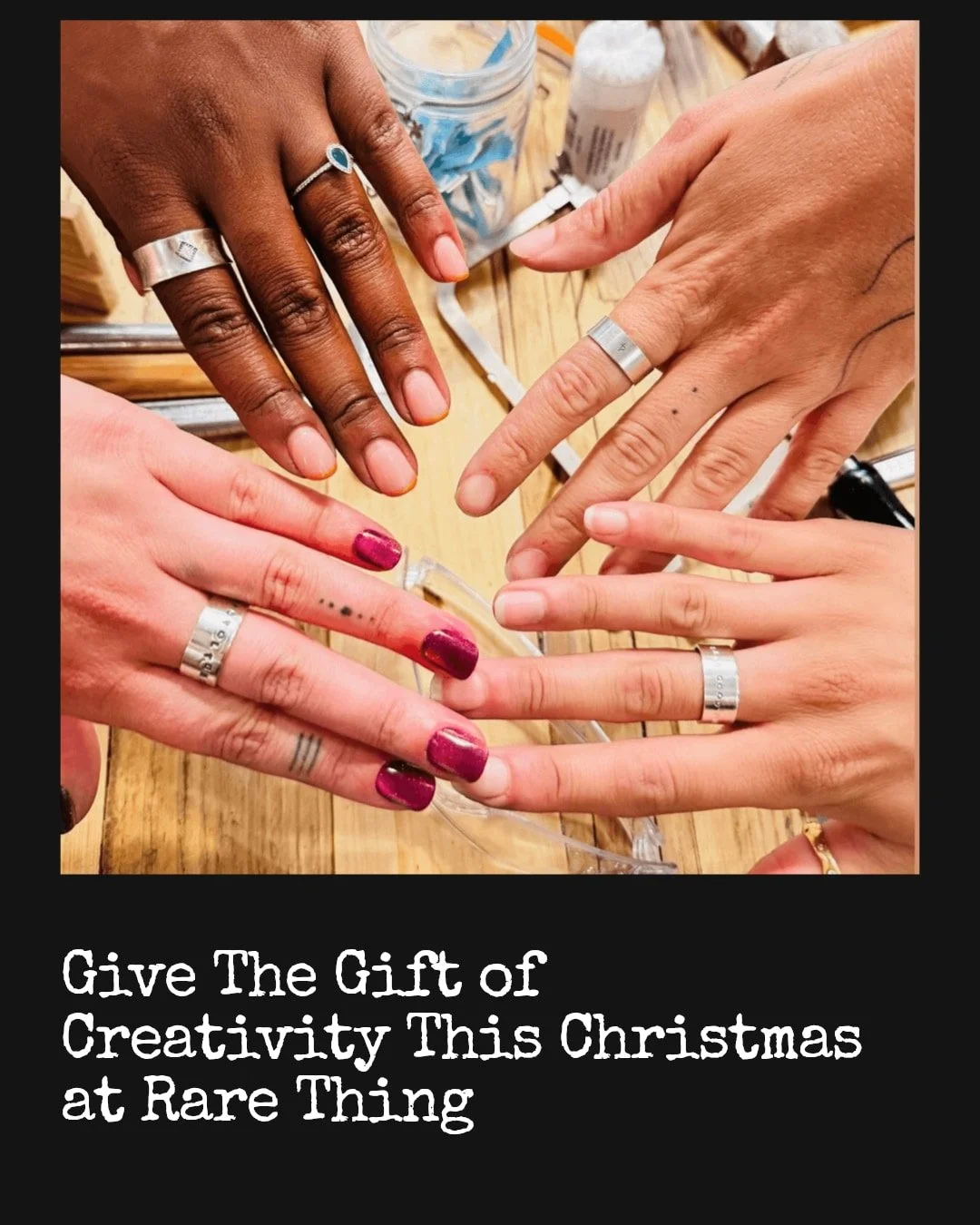 Come and spend an afternoon with us and learn the basics of jewellery making. You will learn to pierce, solder, file and polish a silver ring. You can stamp a name or date or initials inside or outside, make a spinner ring or a stacking set. The opti