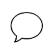 Speech bubble icon with a black outline.