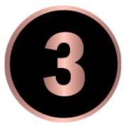 Number three icon with a black background and pink border