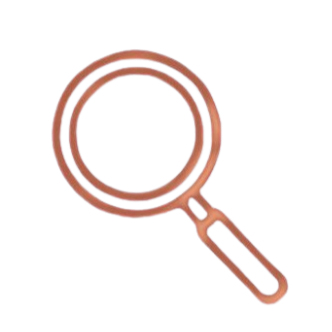 Magnifying glass icon with a copper color finish
