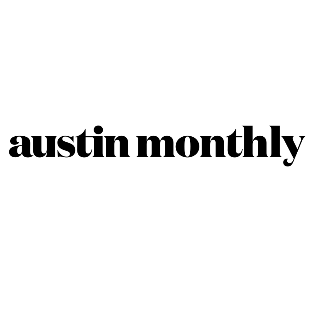 Text logo displaying 'austin monthly' in bold black letters on a white background.