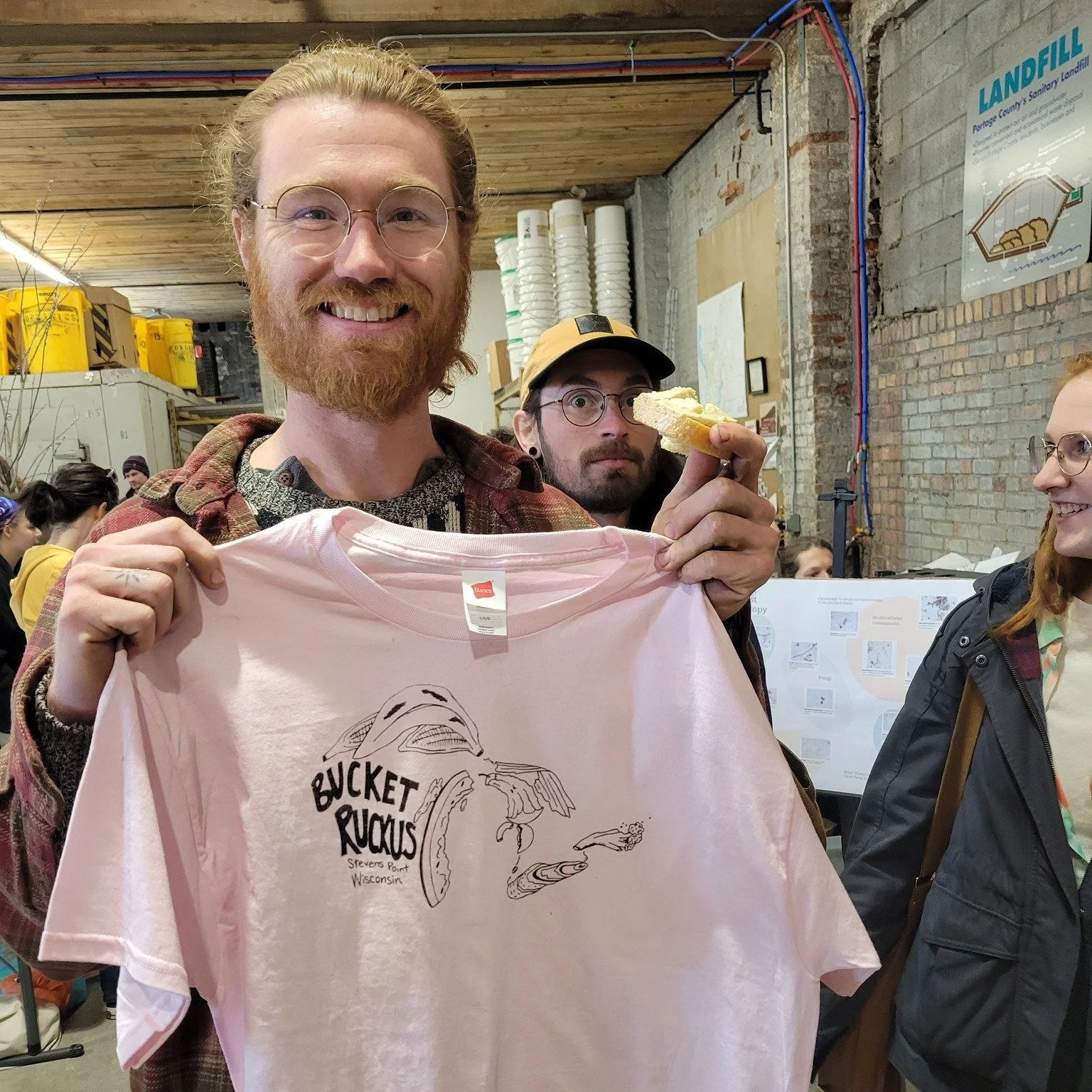 LAST YEAR'S DESIGN has been retired
The Great Food Scrap Lakes by @rozdozz 

t shirts, canvas jackets, tea towels, tote bags, pillow cases...

As long as it is 100% or mostly cotton, the print should be pretty good!

THIS YEAR'S DESIGN has not yet be