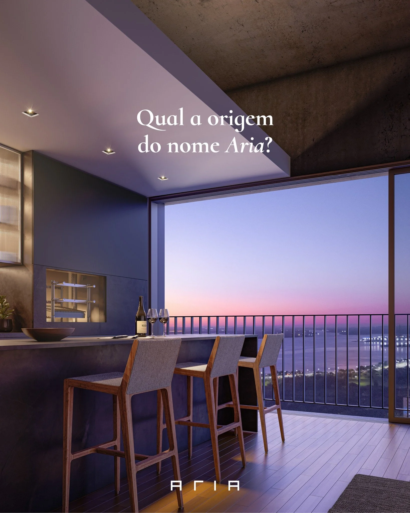 De origem italiana, aria pode ser definida como ar, ventila&ccedil;&atilde;o, ou atmosfera, em diferentes contextos. Mas em todos eles, a palavra carrega consigo um significado de amplitude, espa&ccedil;o e liberdade. Nada mais apropriado para um emp