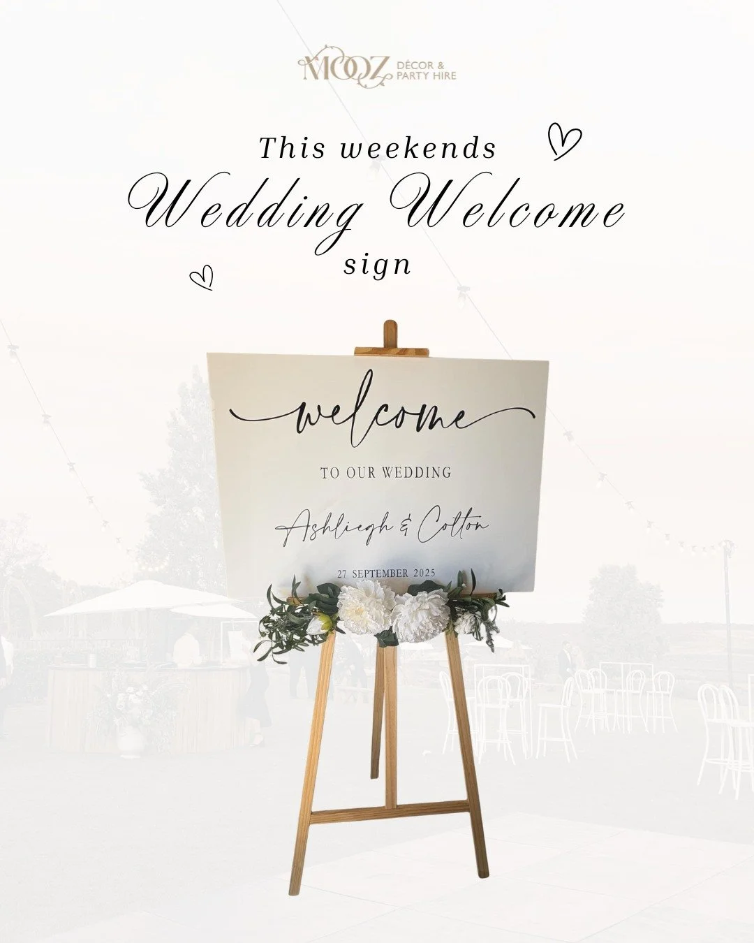 Sending this beautiful Welcome Sign out for Ashliegh &amp; Colton's wedding this weekend! 🤍 Wishing the happy couple a perfect day.

Need a statement piece for your special day? Enquire about hiring your custom wedding signage today!

#perthbride202