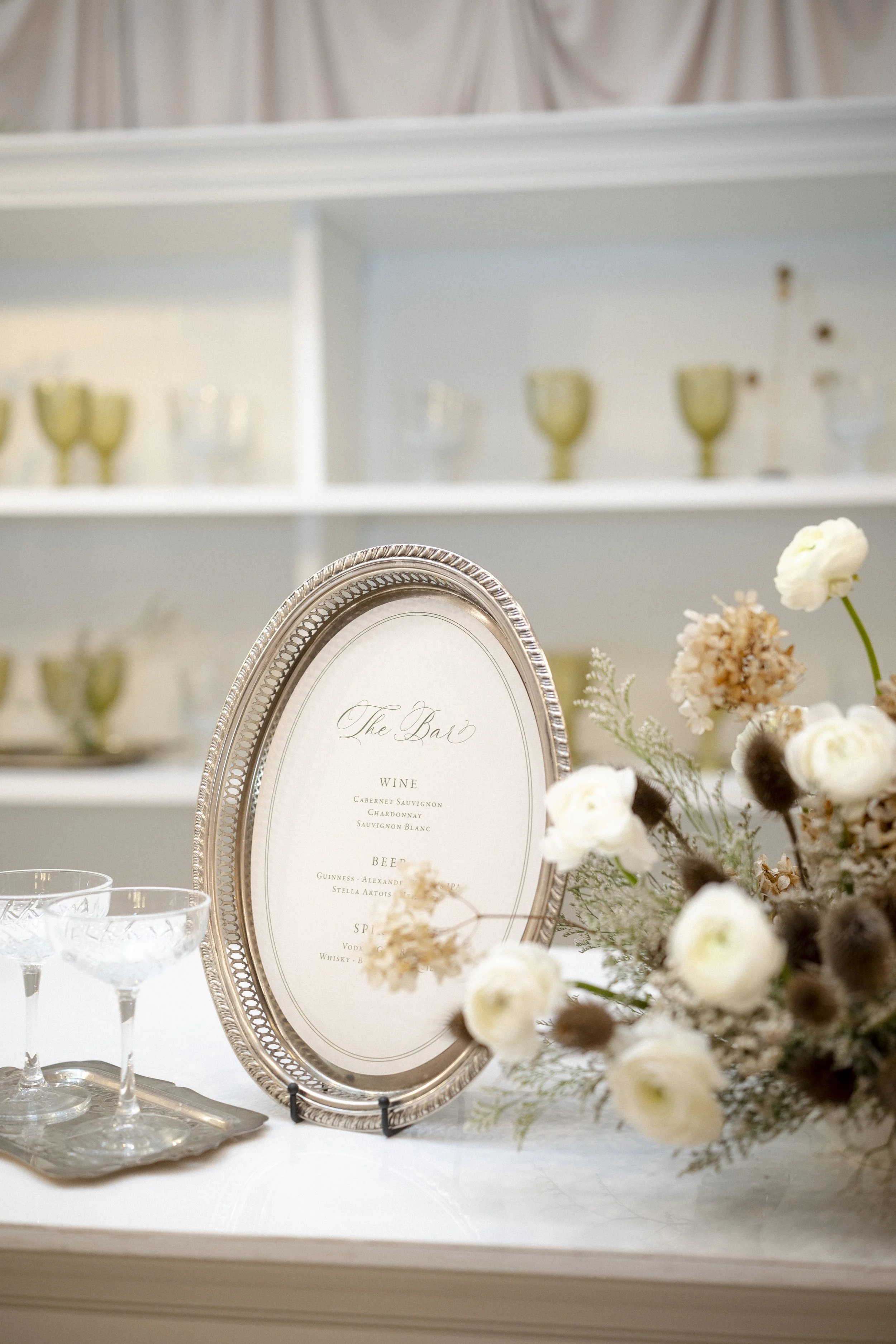 Oval Bar Sign on silver platter tray 