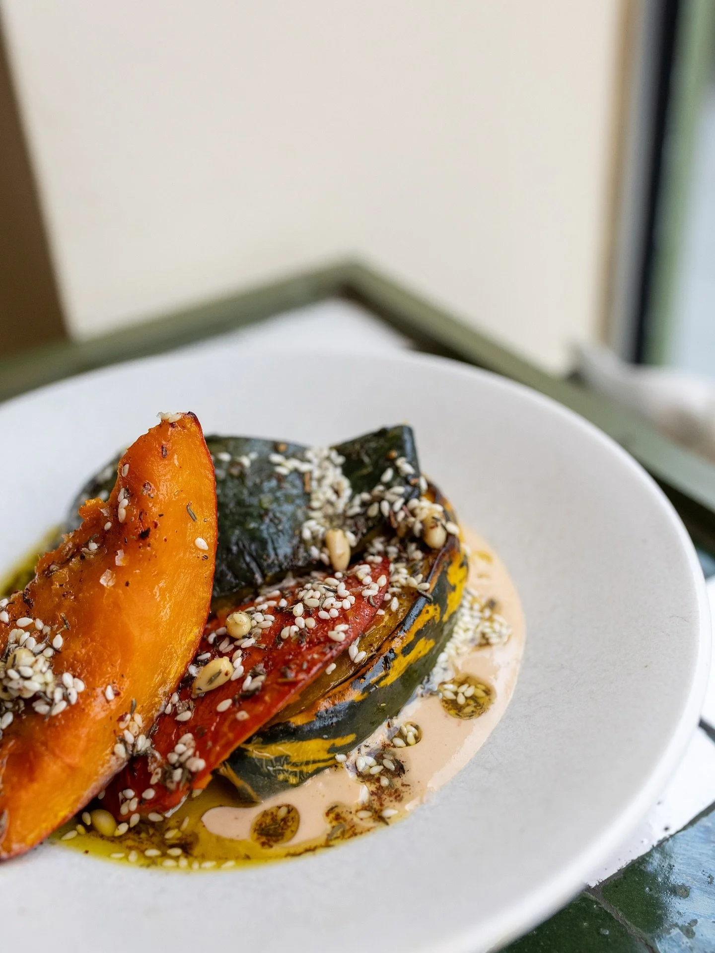 miso squash, tamarind tahini, za&rsquo;atar and pine nuts