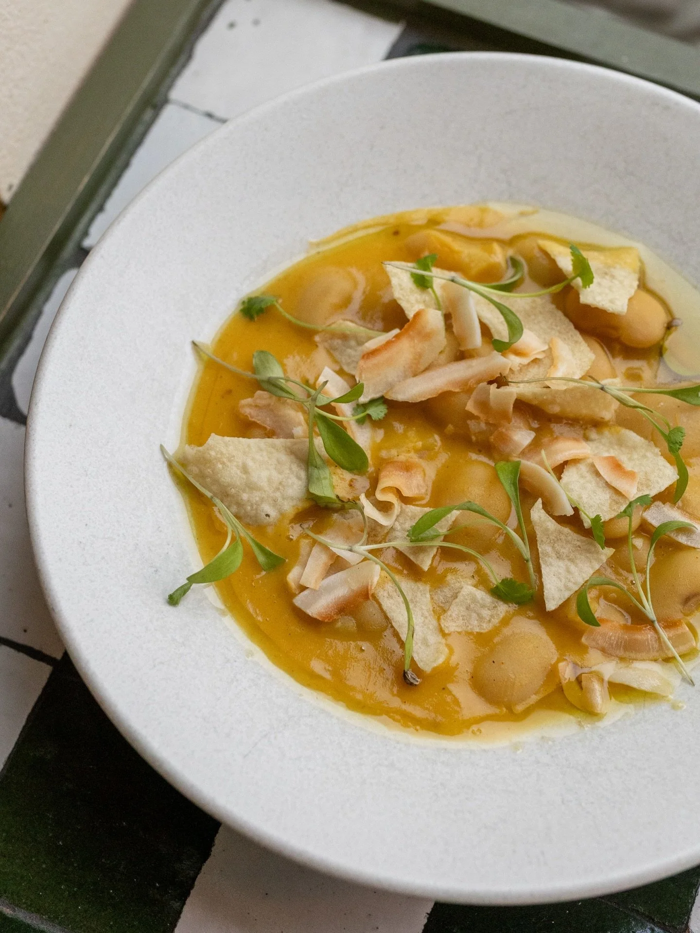 butterbeans, spiced squash and poppadoms from our evening menu 🫘