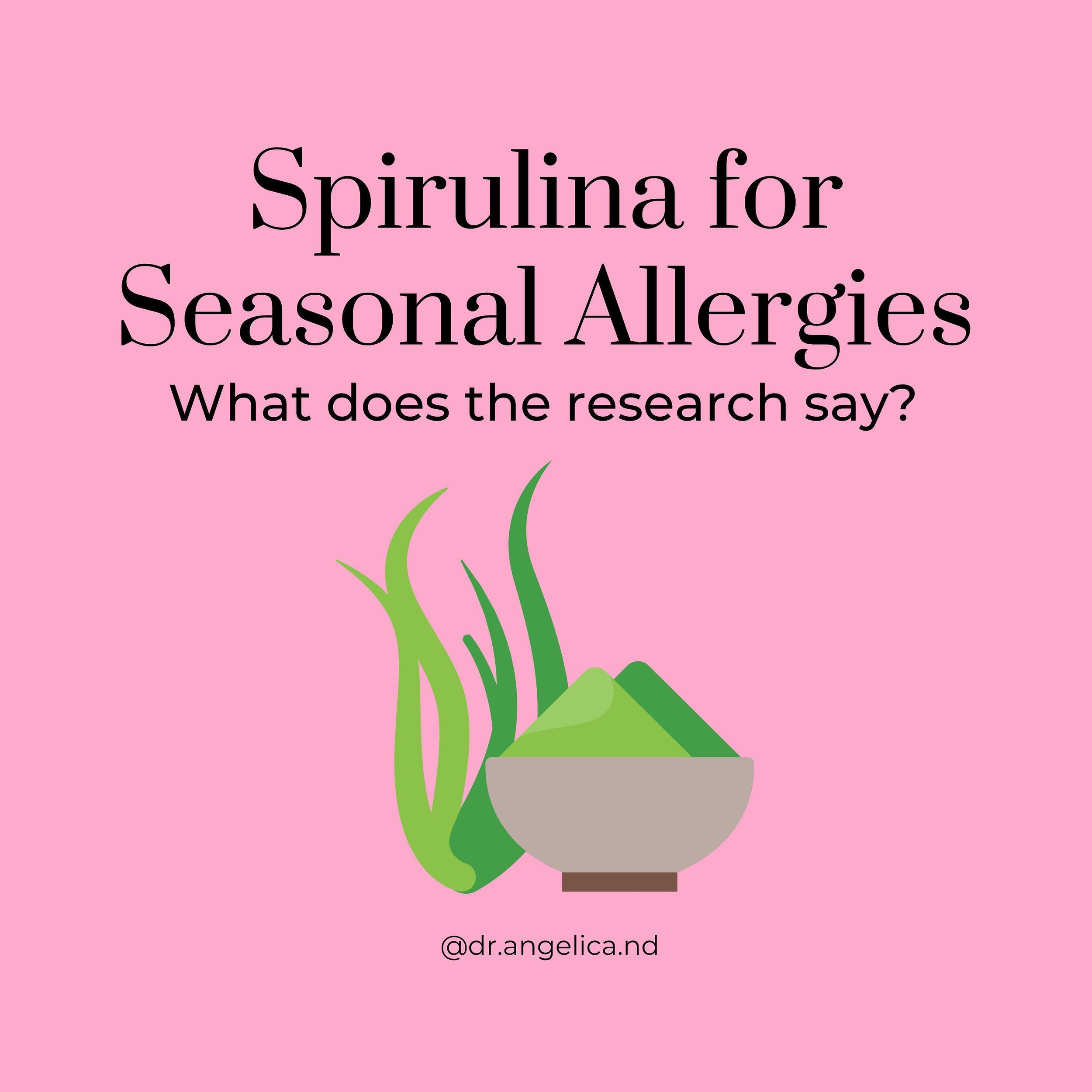 If you&rsquo;re suffering from seasonal allergies, listen up! 📣

According to some research, spirulina can make a huge difference in seasonal allergy symptoms including runny nose and congestion, as well as quality of life (better sleep and daytime 