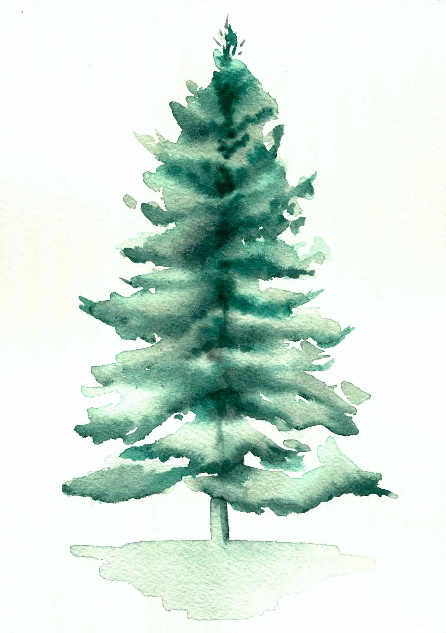 watercolor painting of a pine tree,a holiday paint and sip class project