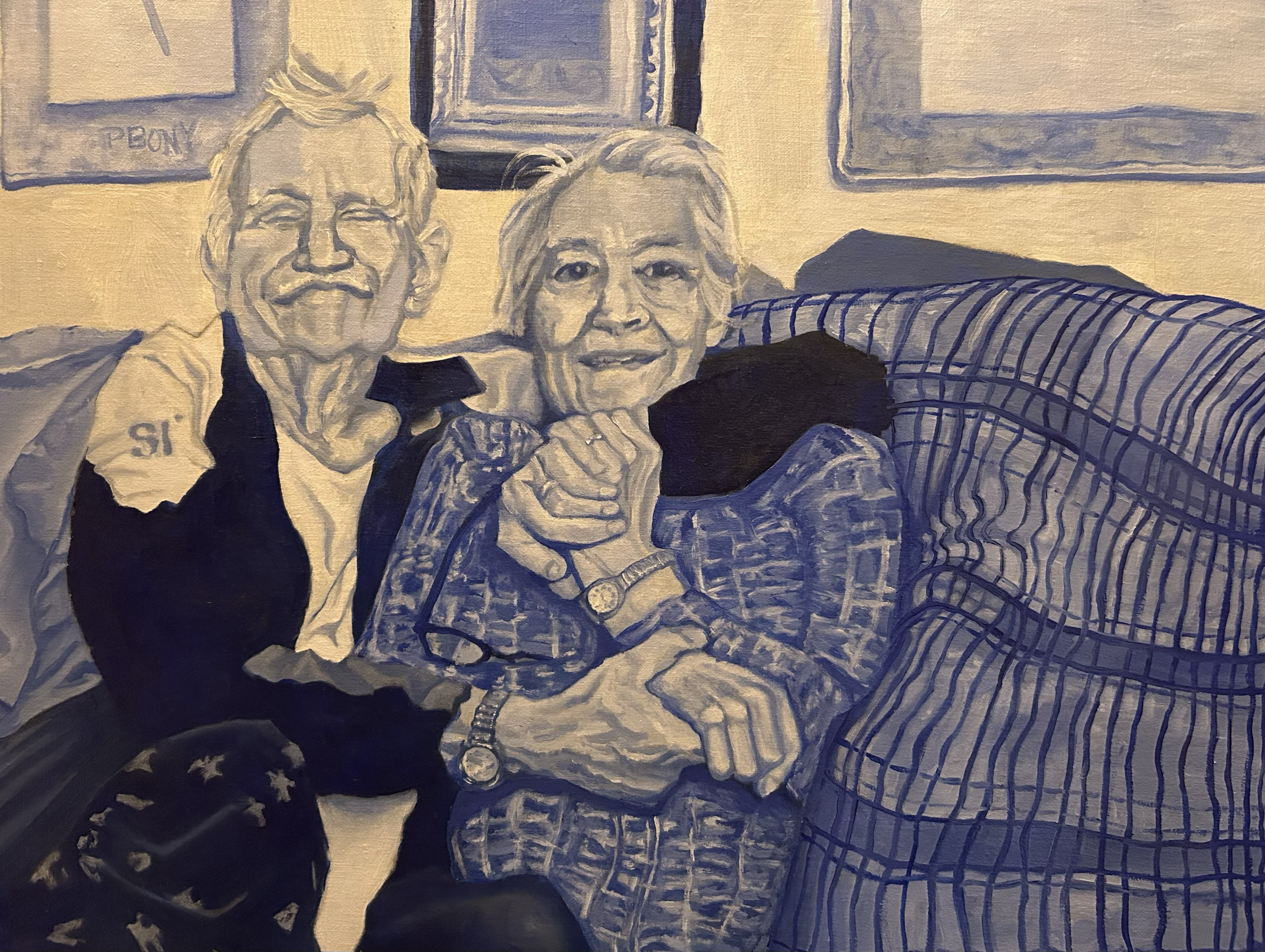 Grammy and Grandy, oil on canvas panel. 