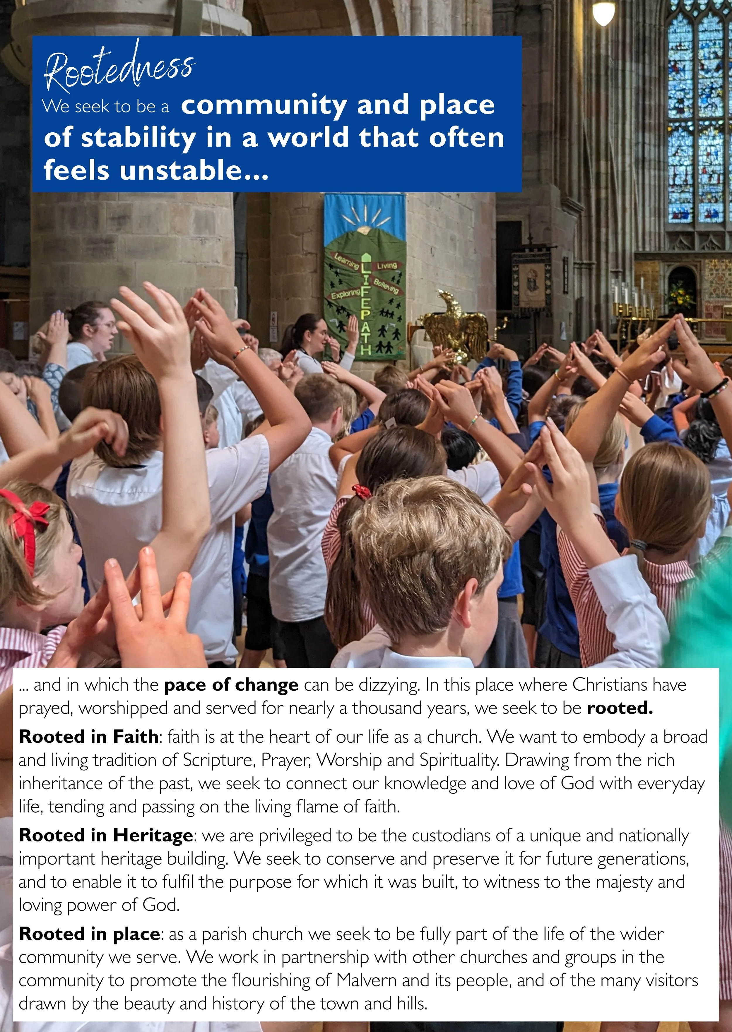 Rootedness in the community - with an image of children enjoying Lifepath