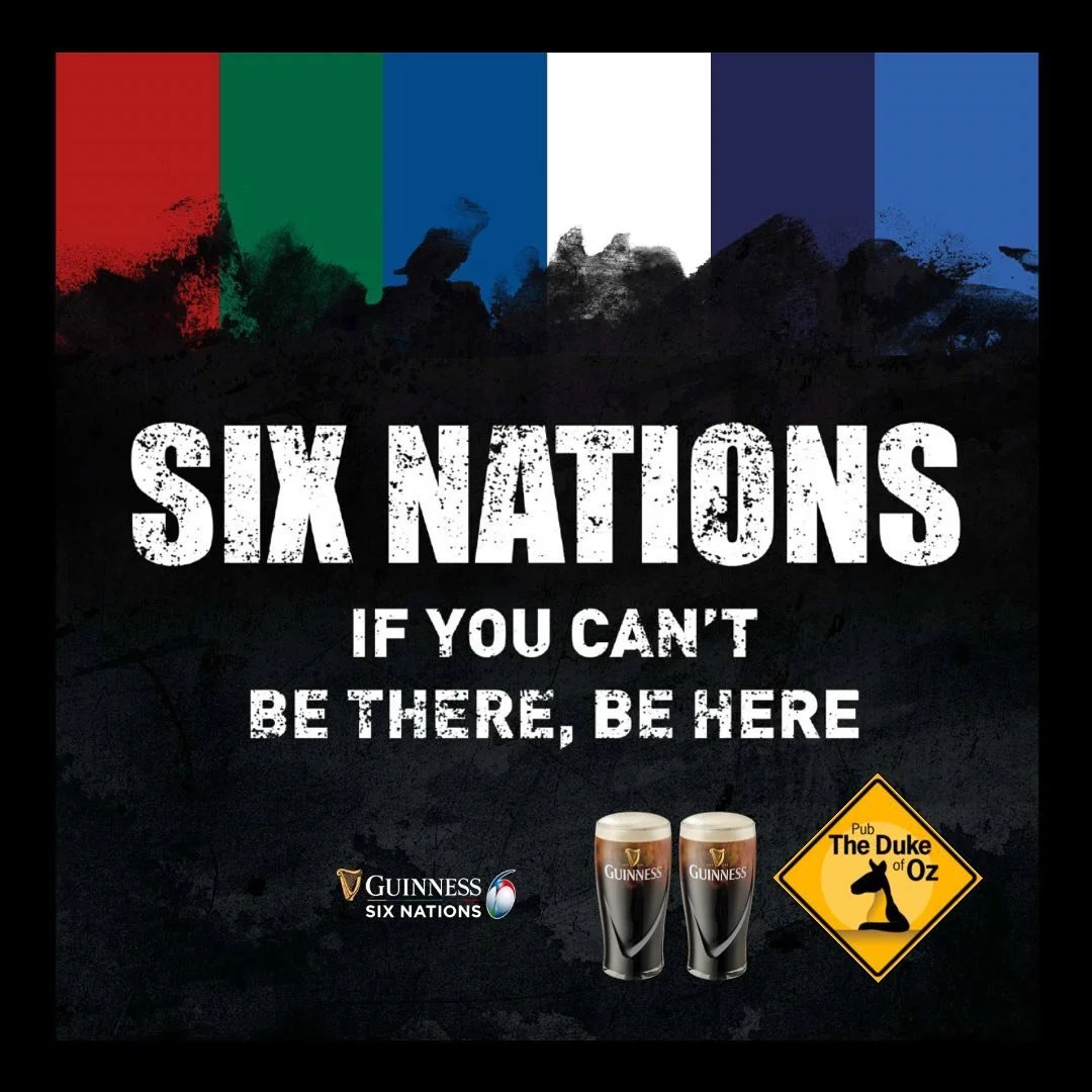 🏉🏉 6 Nations 🏉🏉

If you can't be there, be here ! 

What we have all been waiting for, for a looong time !! 

ALL of the 6 Nations action is LIVE at the Duke of Oz ! 

So be sure to clear your schedule, and let your loved ones know where you will